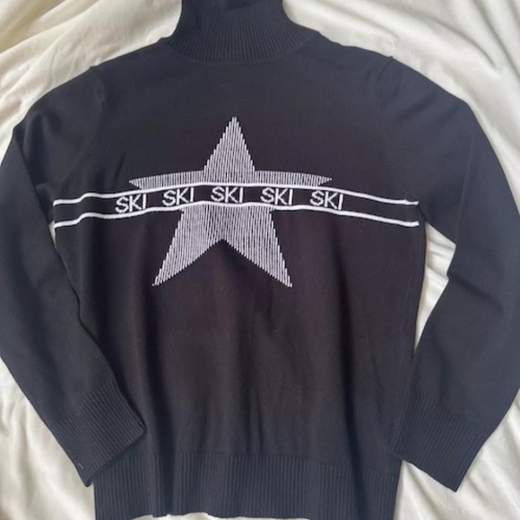 Perfect SKI Melani Active Stars Ribbed Knit Turtleneck Sweater Blk/White sXL NWT - Picture 6 of 6